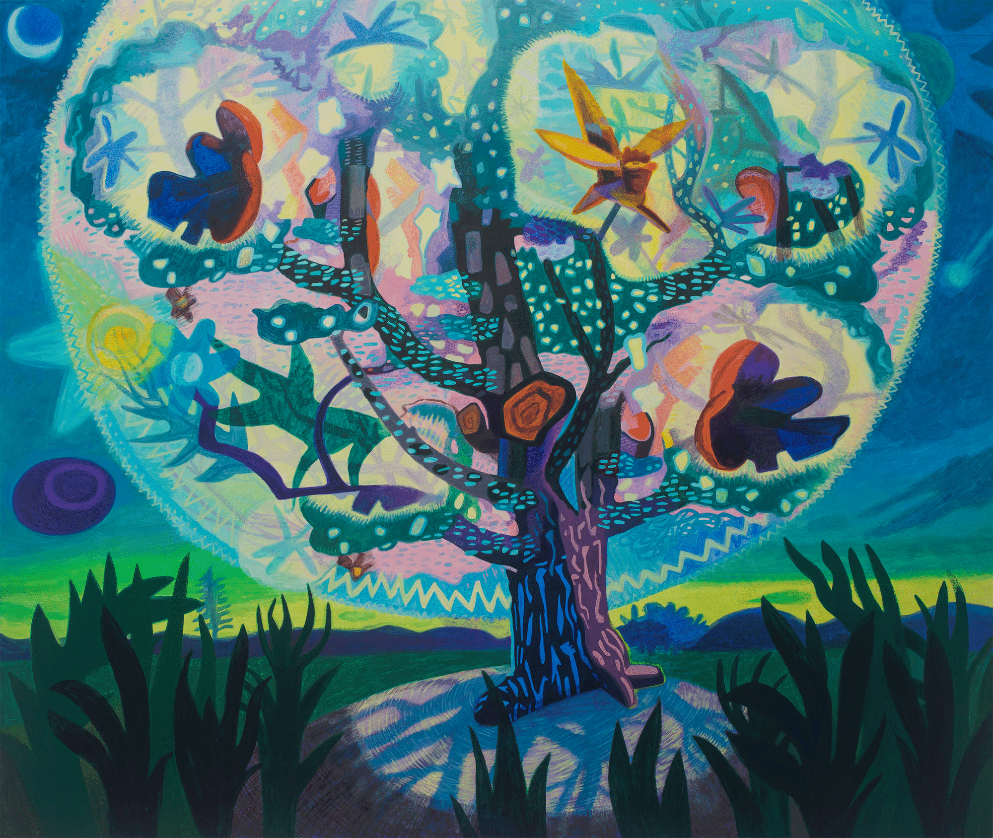 New Night, 2023, acrylic on canvas, 42 x 50 in.
