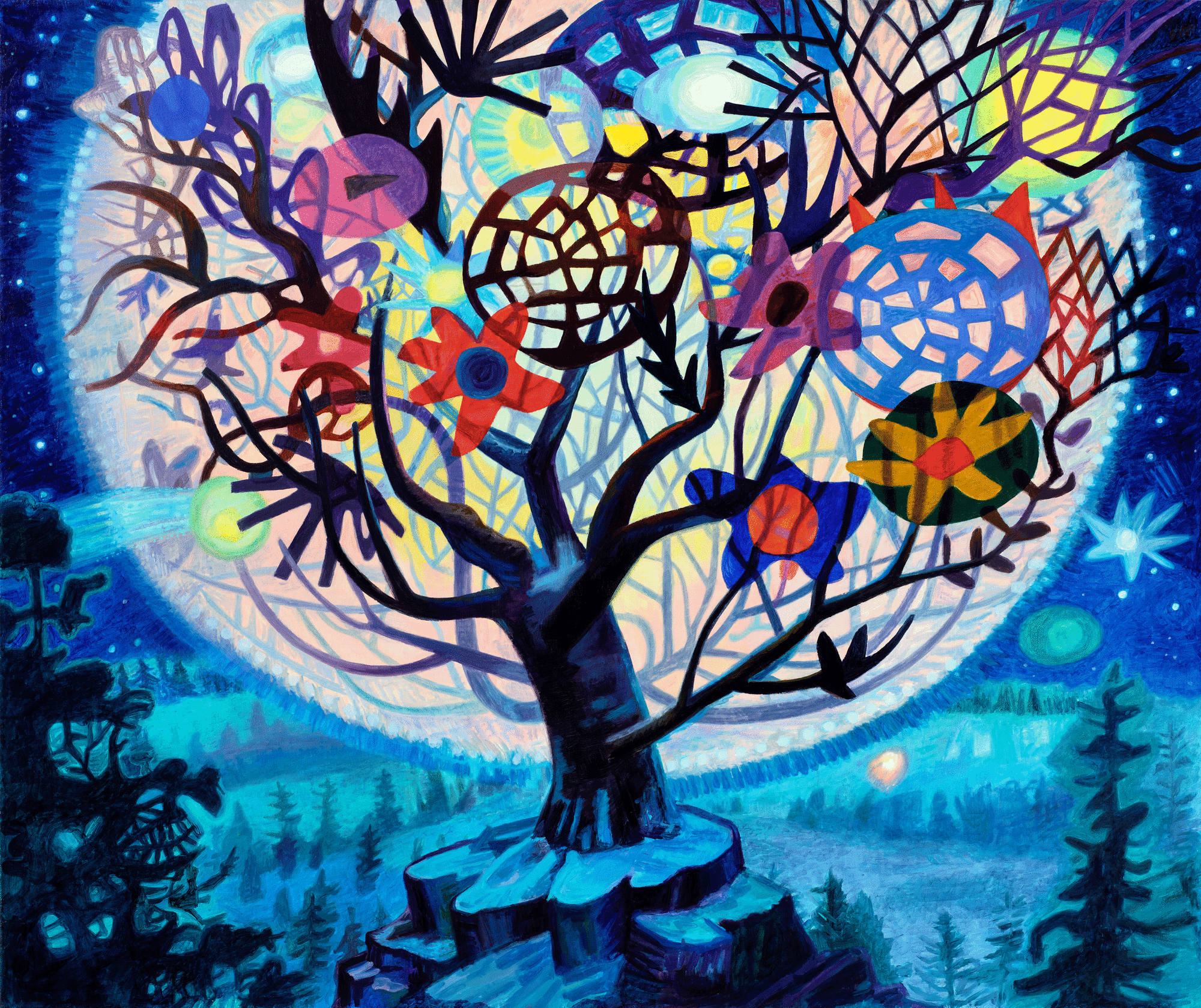 Day for Night, 2023, acrylic on canvas, 42 x 50 in.