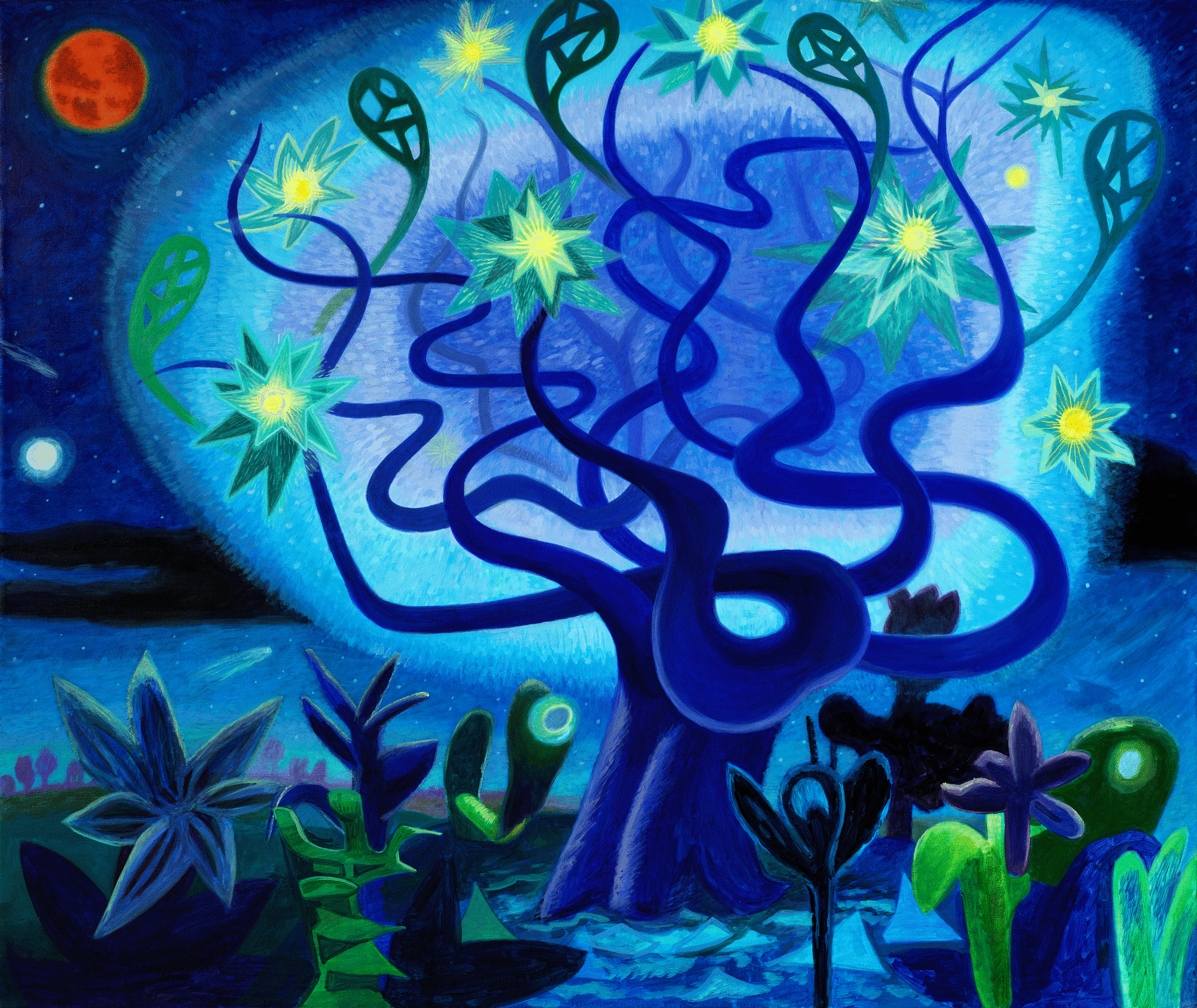 Mars Rising, 2023, acrylic on canvas, 42 x 50 in.