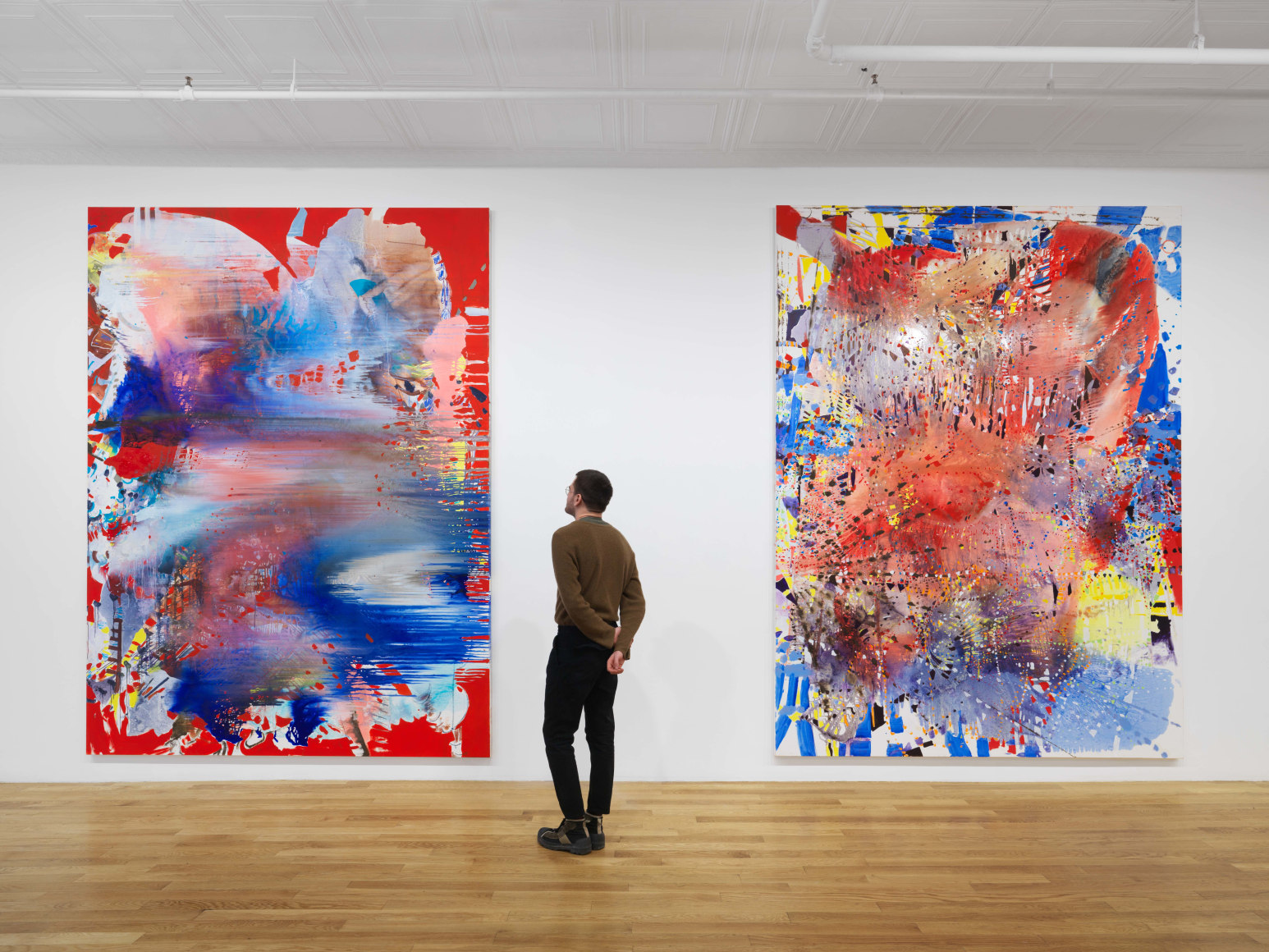 installation view of paintings and drawings by Jackie Saccoccio