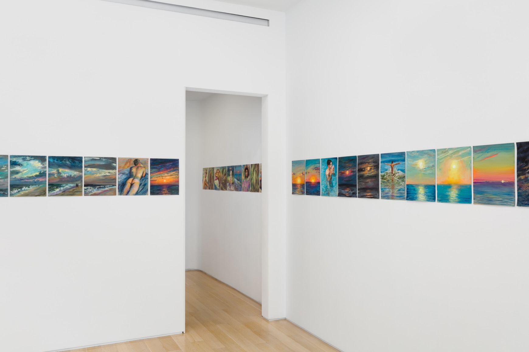 Installation view of gouache and pastel drawings by TM Davy