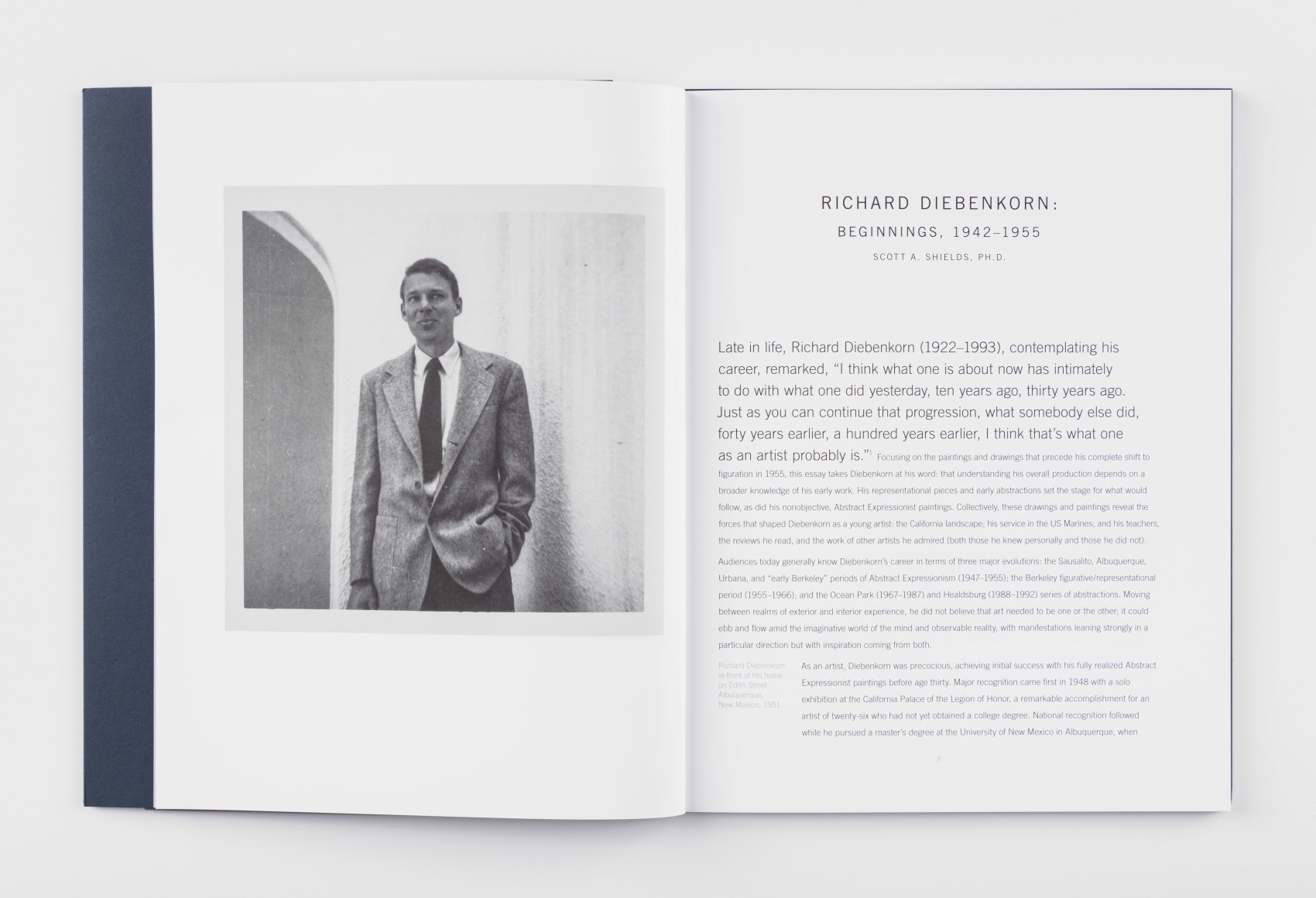interior spread showing the essay of a Richard Diebenkorn catalogue