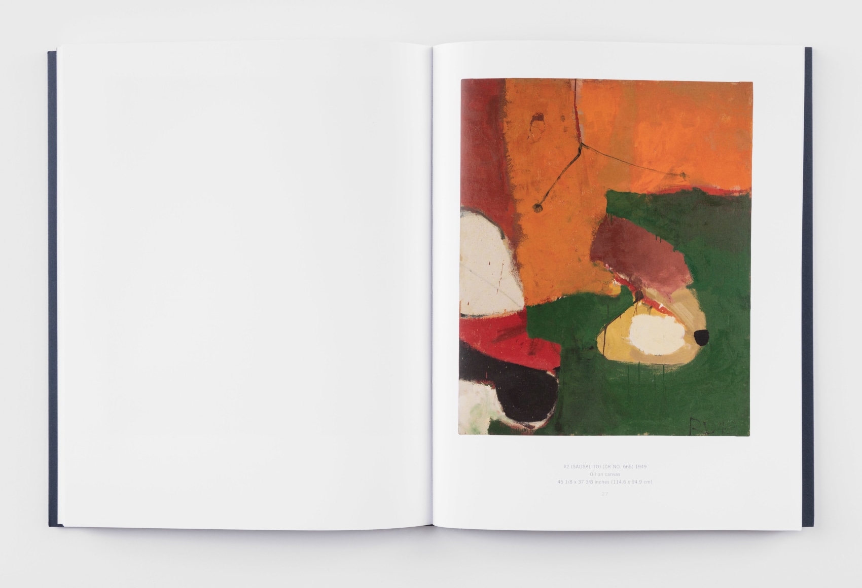interior spread of a Richard Diebenkorn catalogue showing a painting