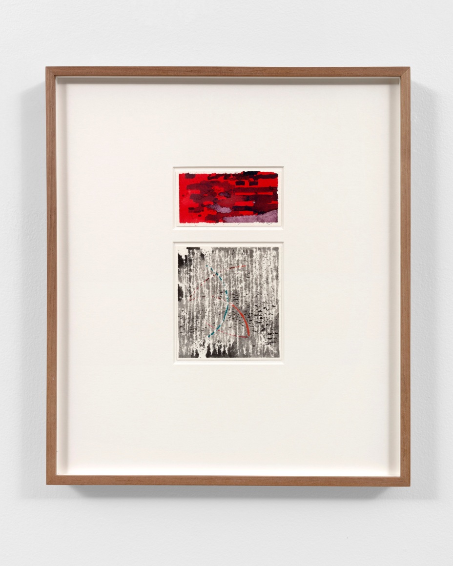 two small drawings in a wood frame