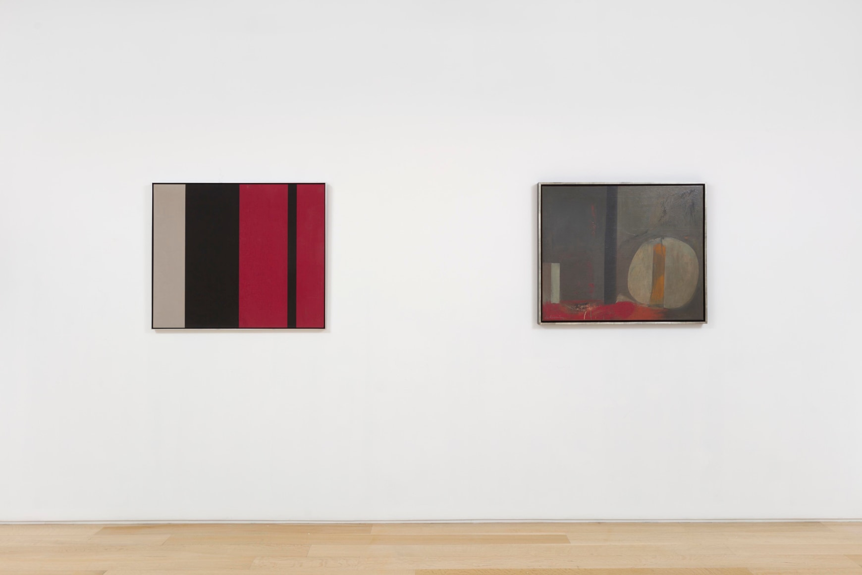 installation view of various framed artworks