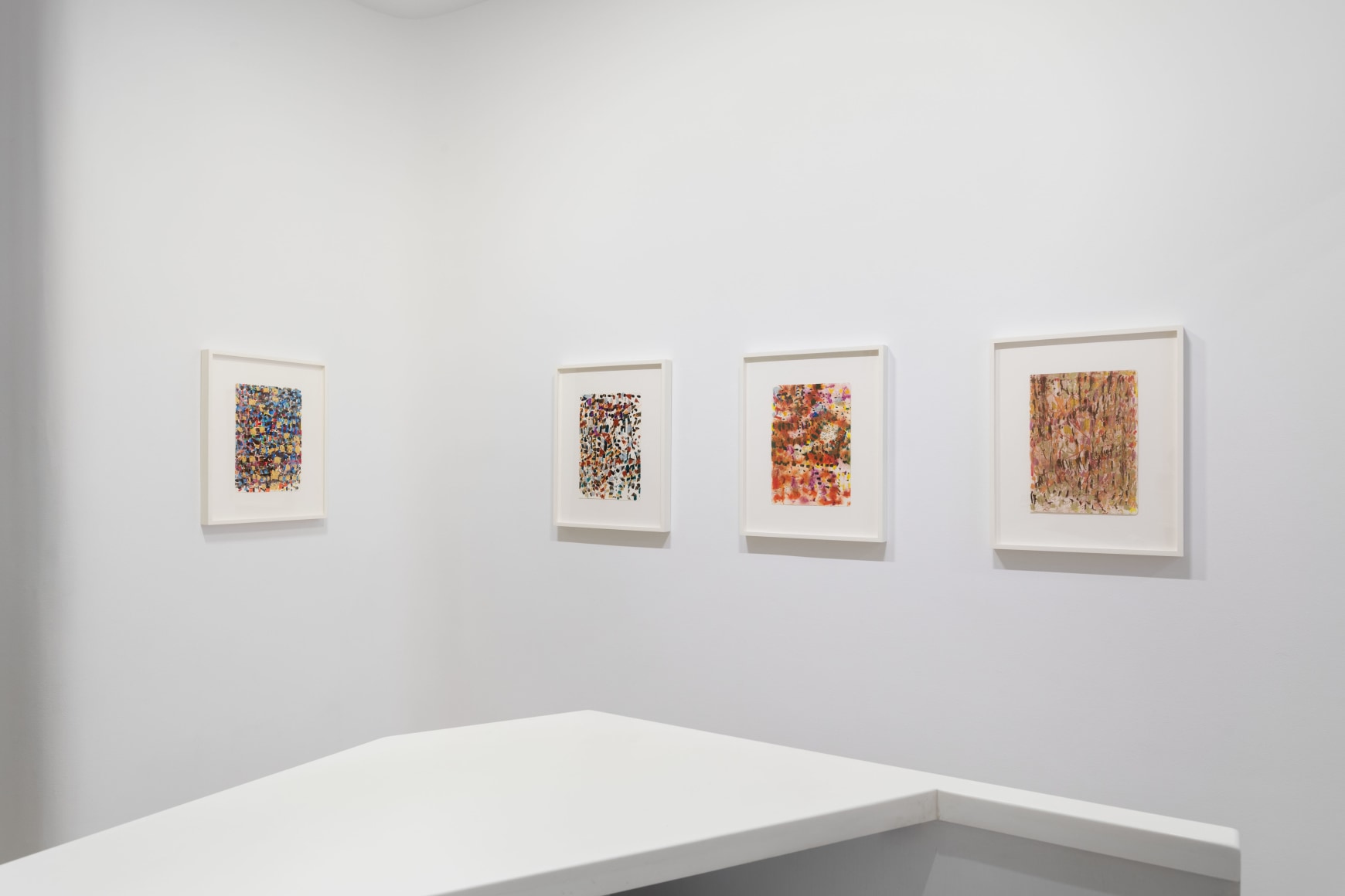 installation view of Jackie Saccoccio paintings and works on paper