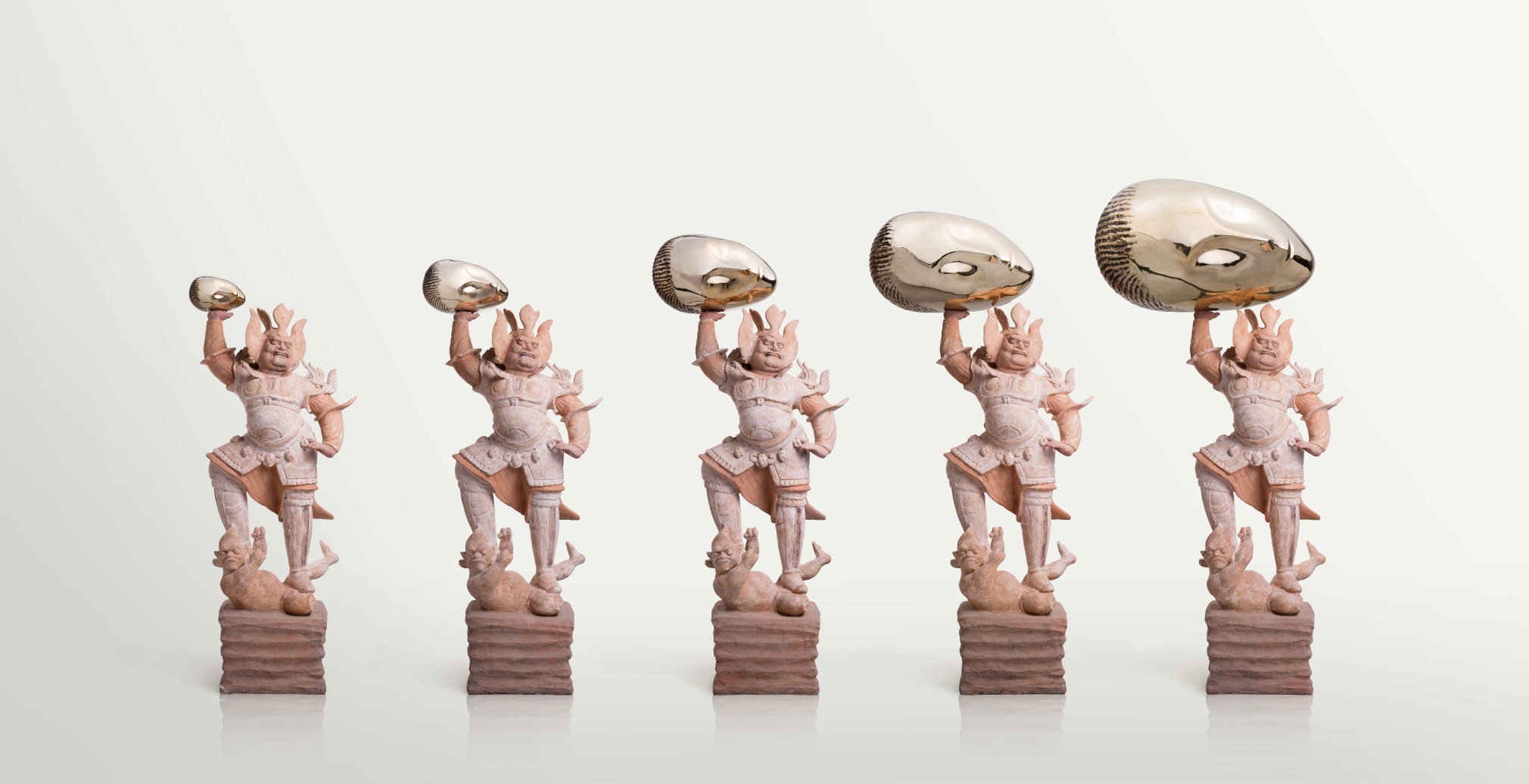 Eternity - Painted Terracotta Statue of Heavenly Guardian, Sleeping Muse
