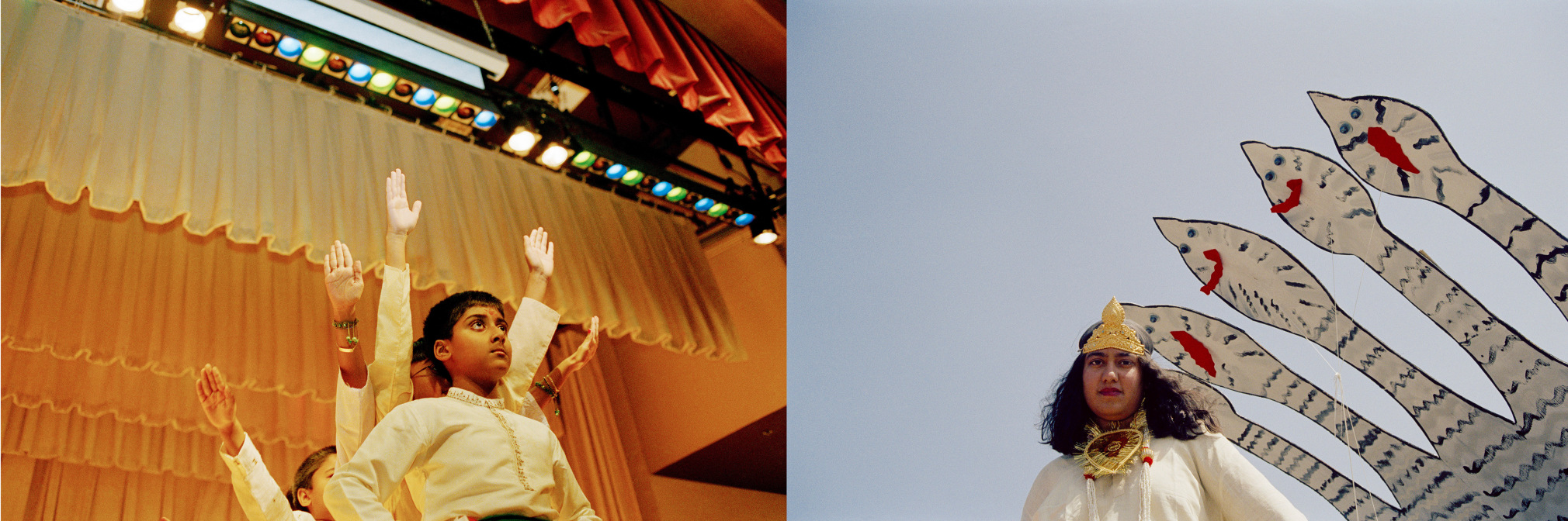 GAURI GILL, Playing Durga in a Hindu Unity Day performance, Washington DC. Float at lndia day parade. Fremont, California 2002, from the series The Americans
