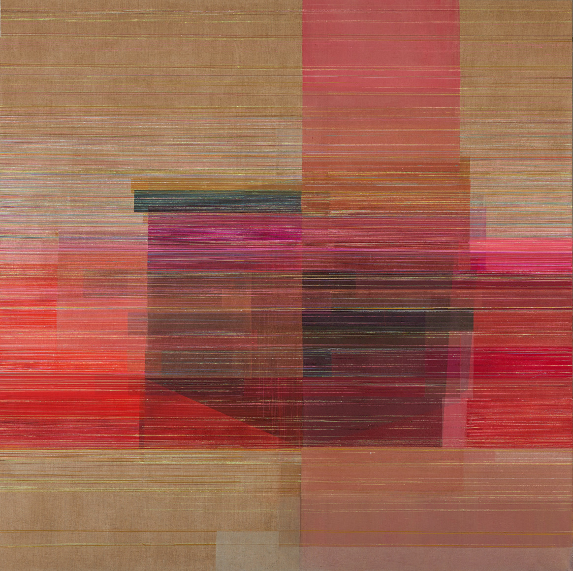 ANTONIETTA GRASSI | CHROMATOPIA SIMULATION | HUILE, ACRYLIQUE, ENCRE SUR LIN | 84 X 84 POUCES | 2023