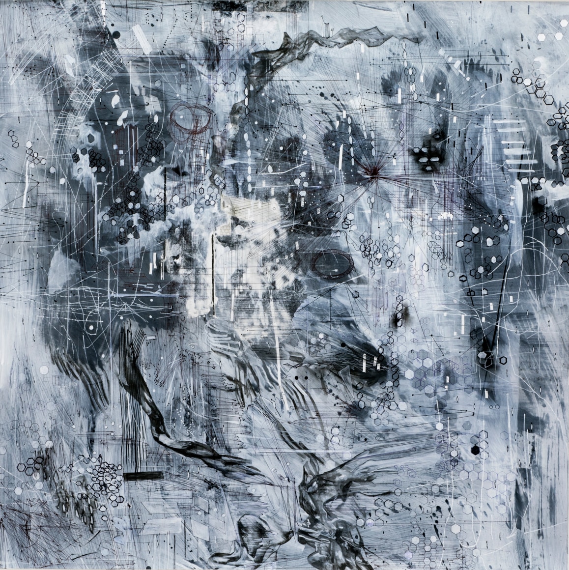 AMY SCHISSEL | GATEWAY SERIES #2 | ACRYLIC, GRAPHITE, CHARCOAL AND INK ON PAPER | 46 X 47 INCHES | 2017,  