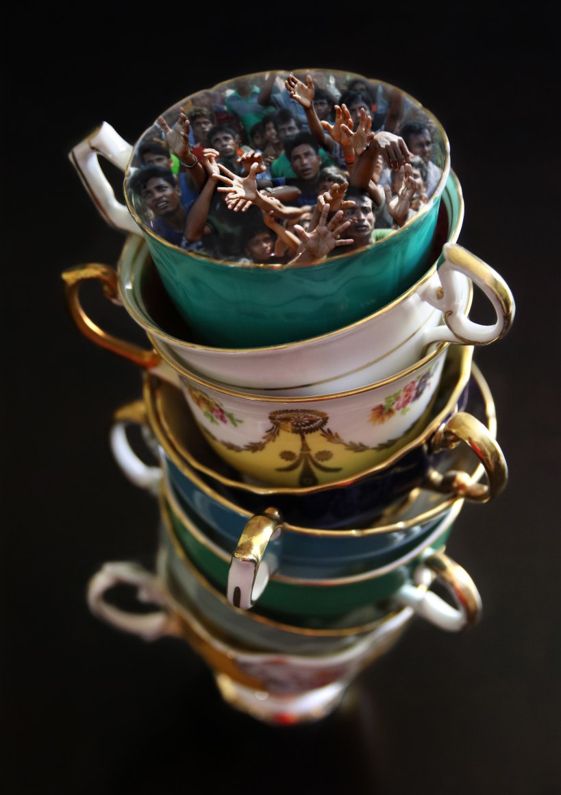 CHERYL PAGUREK | STACKED TEA CUPS / COX'S BAZAR | DIGITAL PRINT ON PHOTO PAPER | 34 X 24 INCHES | 2018