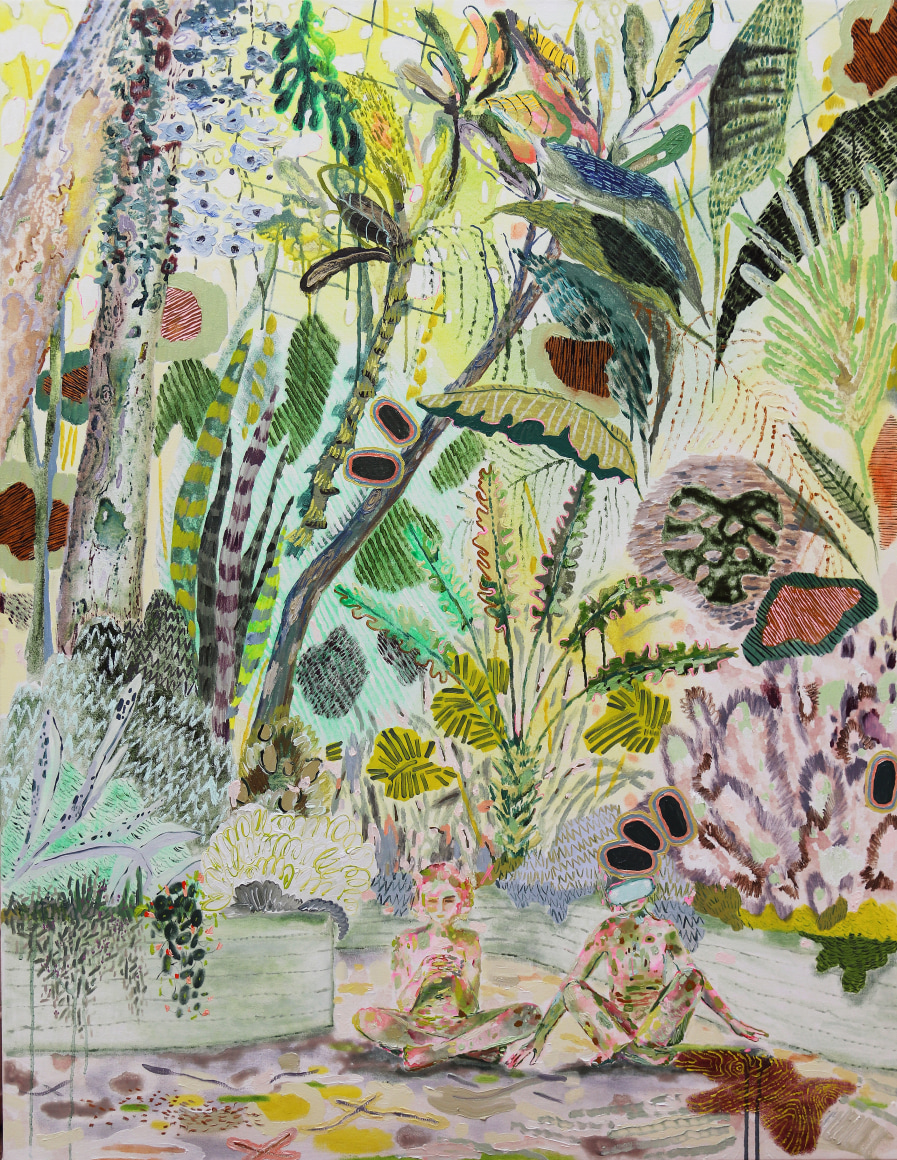 MELANIE DANIEL | GREEN IMMERSION | OIL ON CANVAS | 51 X 9 INCHES | 2023