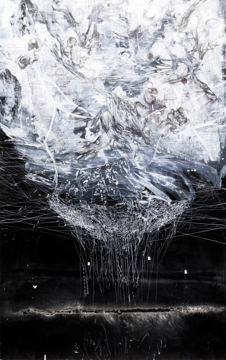 AMY SCHISSEL | NEW WORLD ORDER | ACRYLIC, GRAPHITE, CHARCOAL AND INK ON PAPER | 81 X 52 INCHES | 2017,  