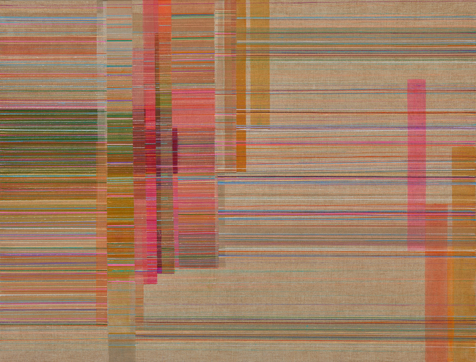 ANTONIETTA GRASSI | SUNSET CHROMACODE NO. 4 | HUILE, ACRYLIQUE, ENCRE SUR LIN BELGE | 37 X 45 POUCES | 2023