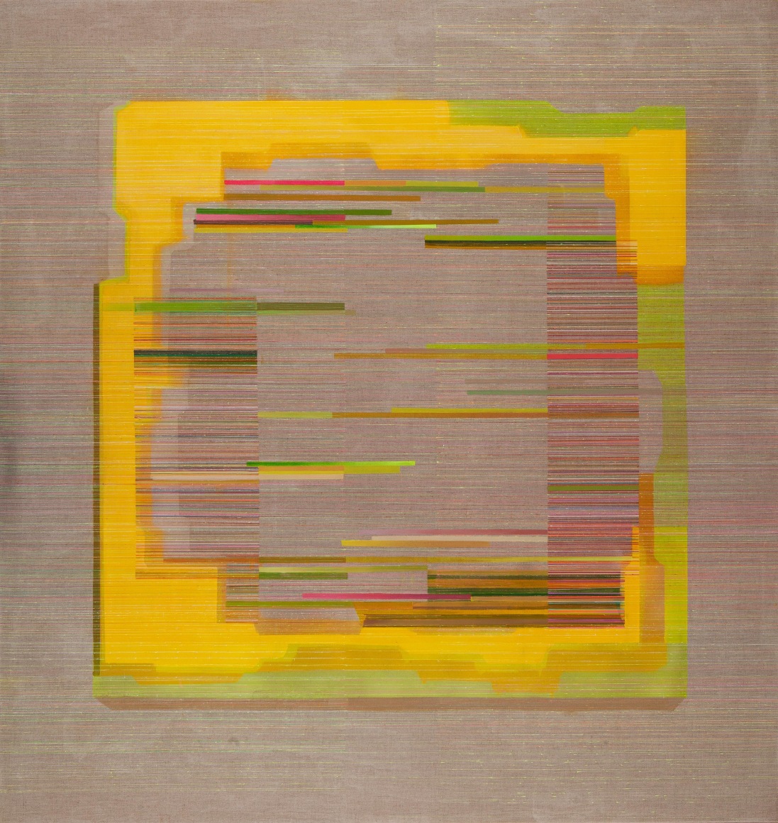 ANTONIETTA GRASSI | LIFELINES IN THE AGE OF ANXIETY NO.2 | ACRYLIC, OIL AND INK ON BELGIAN LINEN | 84 X 80 INCHES | 2020, &nbsp;