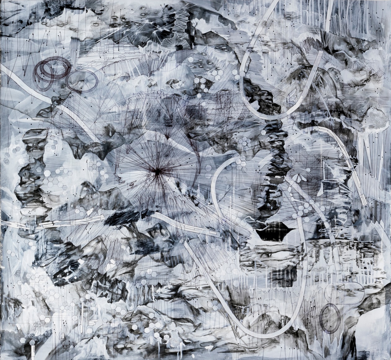 AMY SCHISSEL | GATEWAY SERIES #4 | ACRYLIC, GRAPHITE, CHARCOAL AND INK ON PAPER | 46 X 47 INCHES | 2017