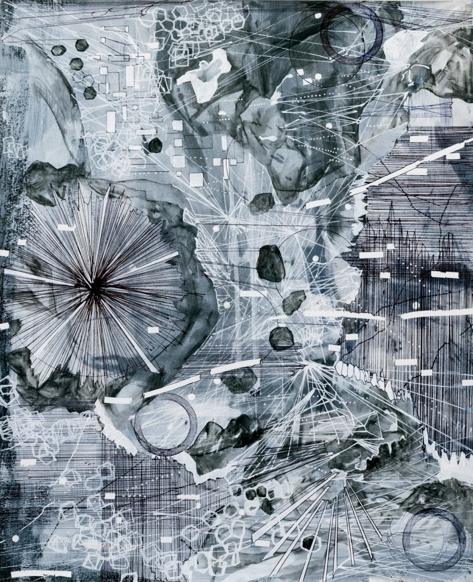 AMY SCHISSEL | POST DIGITAL LANDSCAPES SERIES #6 | ACRYLIC, GRAPHITE, CHARCOAL AND INK ON PAPER | 22,5 X 18 INCHES | 2017