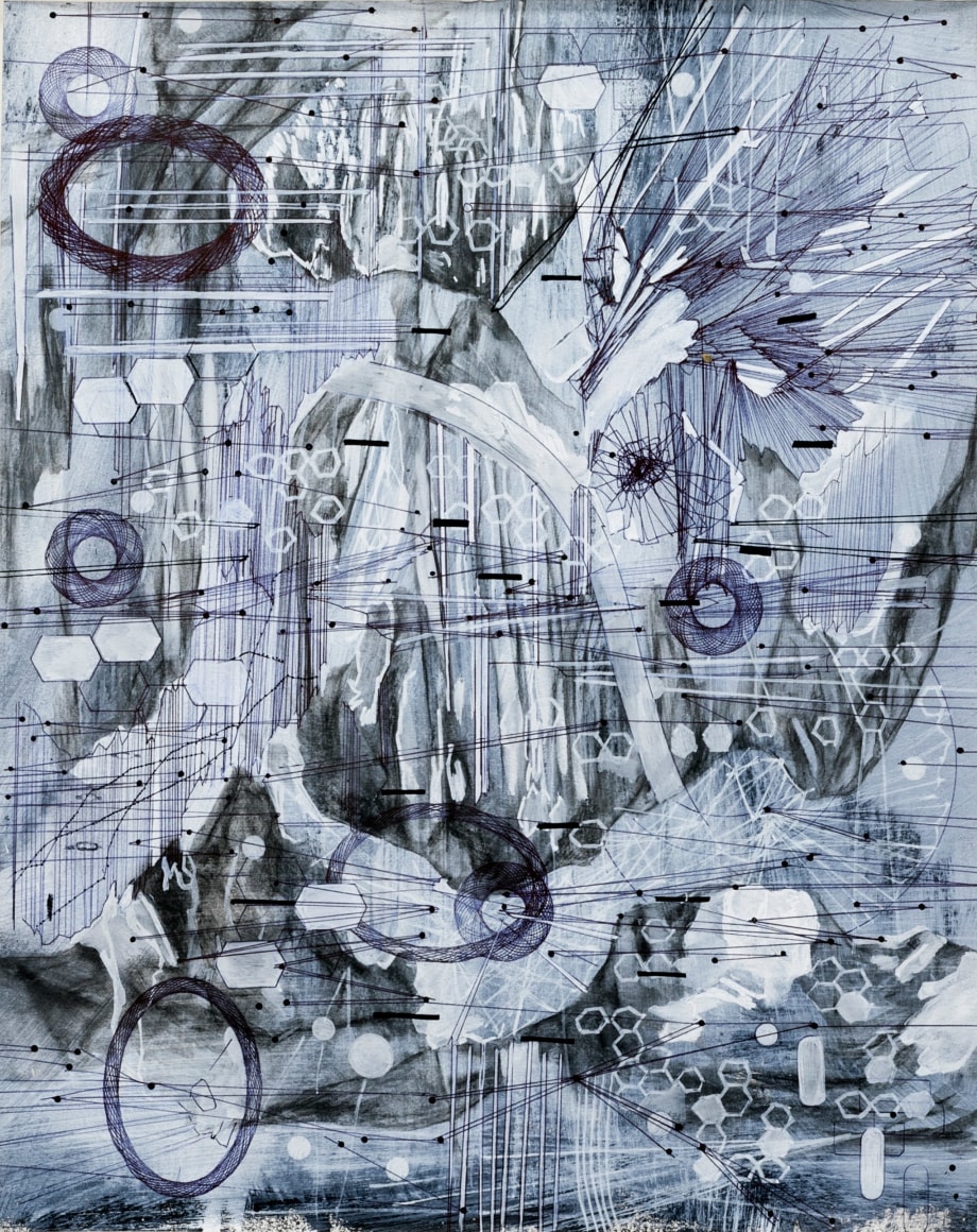 AMY SCHISSEL | POST DIGITAL LANDSCAPES SERIES #5 | ACRYLIC, GRAPHITE, CHARCOAL AND INK ON PAPER | 22,5 X 18 INCHES | 2017