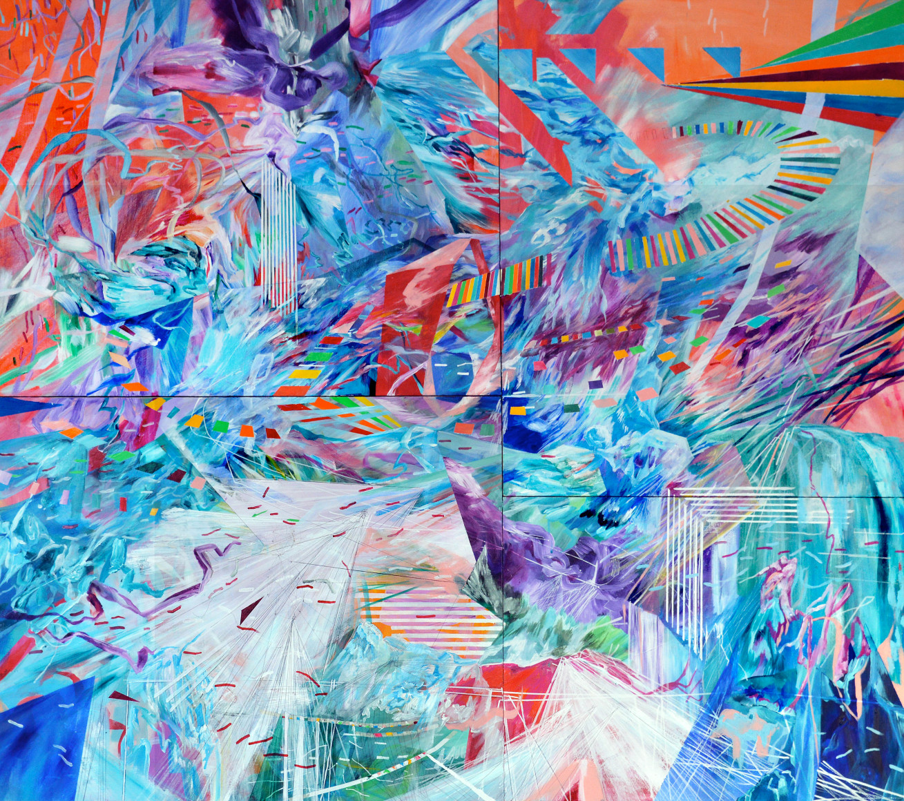 AMY SCHISSEL | INTERFACING | ACRYLIC AND OIL ON LUAN PANELS AND CANVAS | 40 X 40 INCHES | 2015