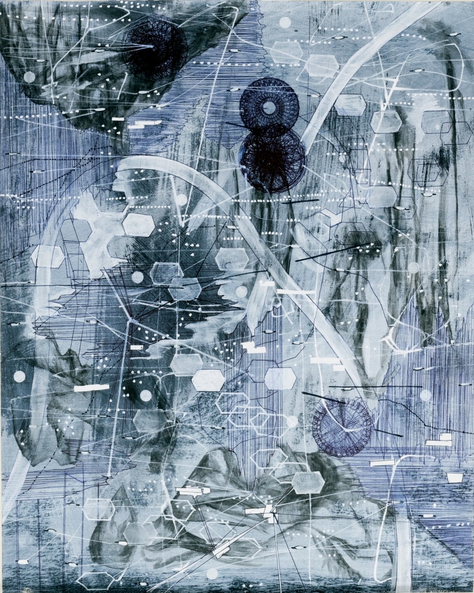 AMY SCHISSEL | POST DIGITAL LANDSCAPES SERIES #4 | ACRYLIC, GRAPHITE, CHARCOAL AND INK ON PAPER | 22,5 X 18 INCHES | 2017,  