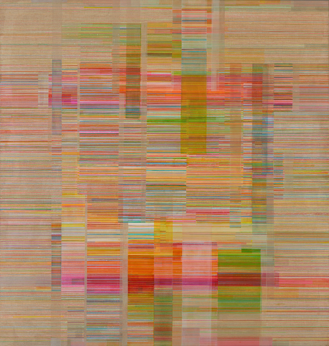ANTONIETTA GRASSI | CHROMATOPIA | HUILE, ACRYLIQUE, ENCRE SUR LIN BELGE | 80 X 84 POUCES | 2023