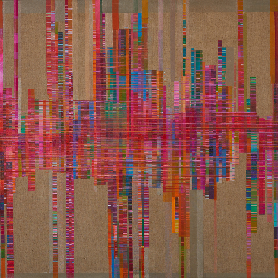 ANTONIETTA GRASSI | ZIP BLUR | HUILE, ACRYLIQUE, ENCRE SUR LIN | 56 X 56 POUCES | 2023
