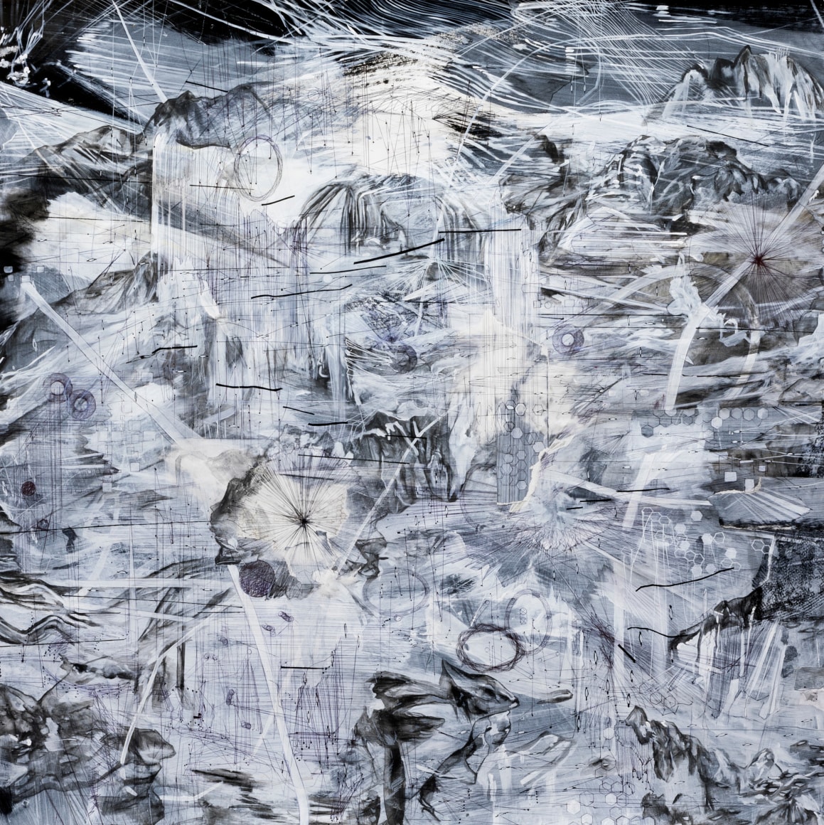 AMY SCHISSEL | GATEWAY SERIES #3 | ACRYLIC, GRAPHITE, CHARCOAL AND INK ON PAPER | 46 X 47 INCHES | 2017,  