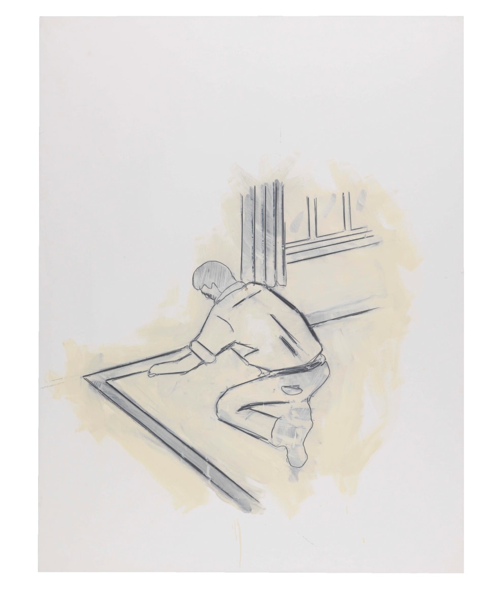 They Work, They Serve, 1981, Graphite and oil-based enamel on paper