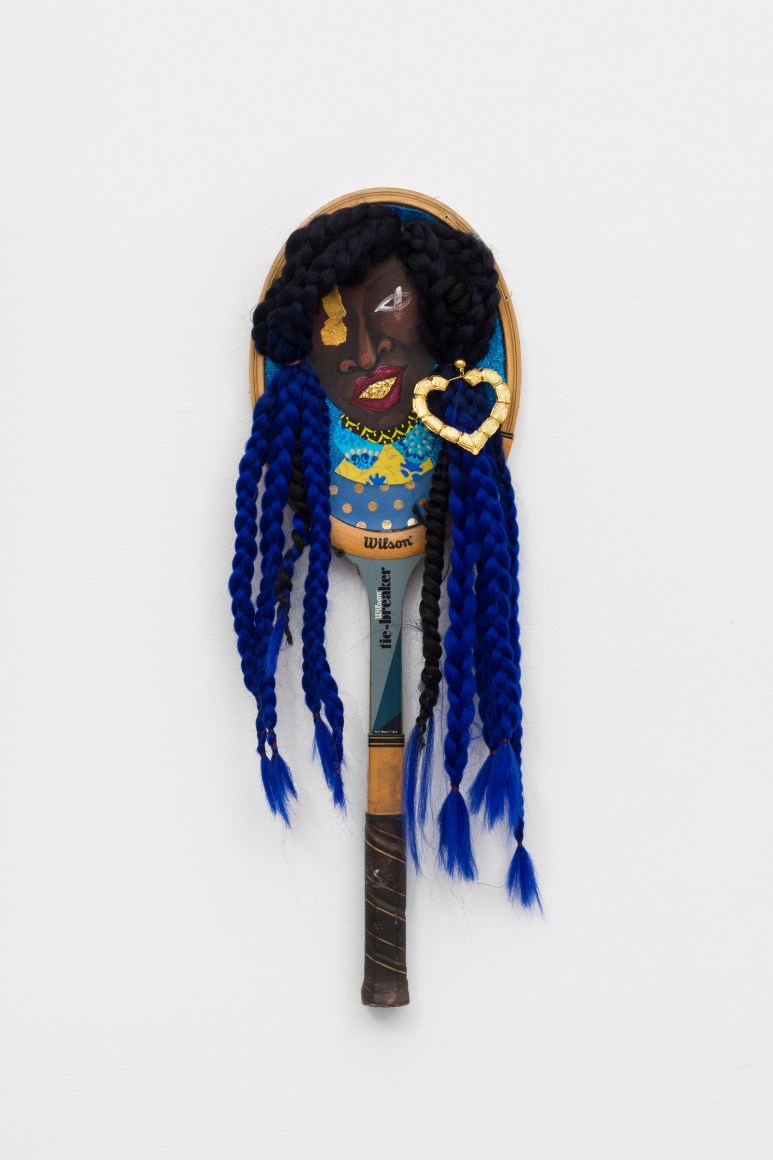 Tie Breaker, 2019, Mixed media on tennis racket