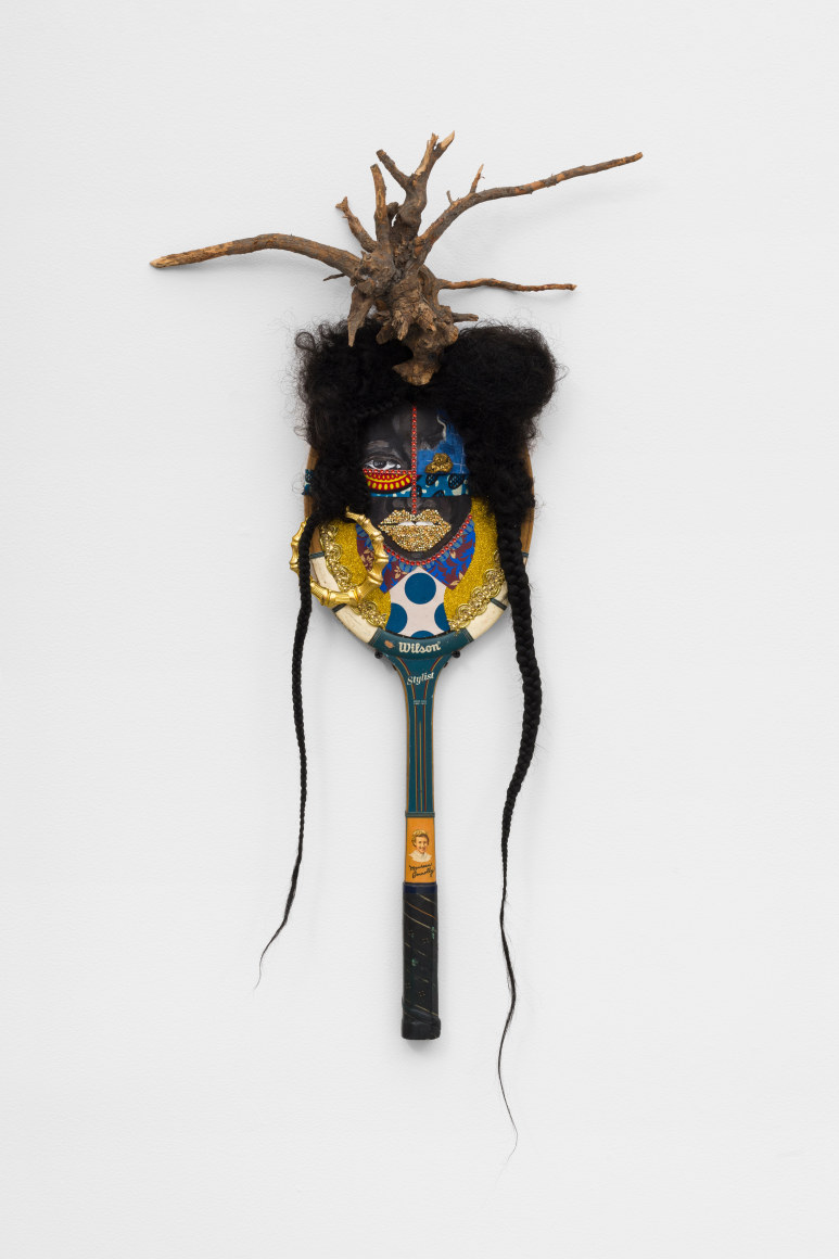 Stylist, 2019, Mixed media on tennis racket