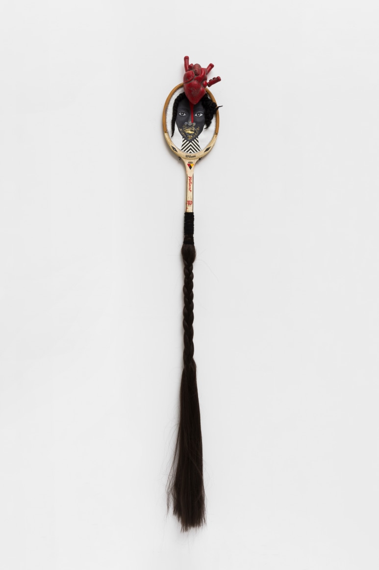 Valiant, 2019, Mixed media on tennis racket