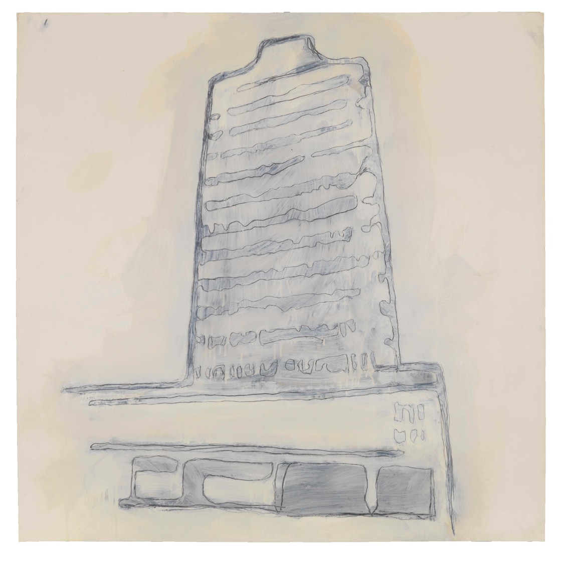 Hotel in Caracas (Resort Group), 1980, Graphite, spray enamel and oil-based enamel on paper