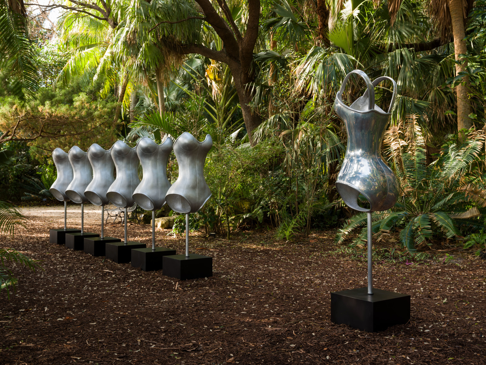 Rachel Lee Hovnanian, Body Armor II, Soldier, 2023. Exhibition view: The Divine Feminine, Ann Norton Sculpture Gardens, Florida. Photo: Oriol Tarridas