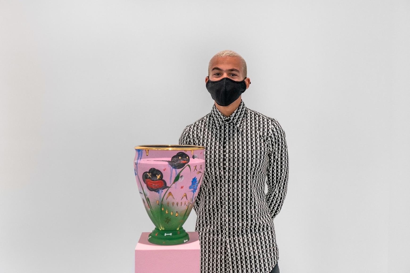 The artist with Narcissus Vessel II (2020)