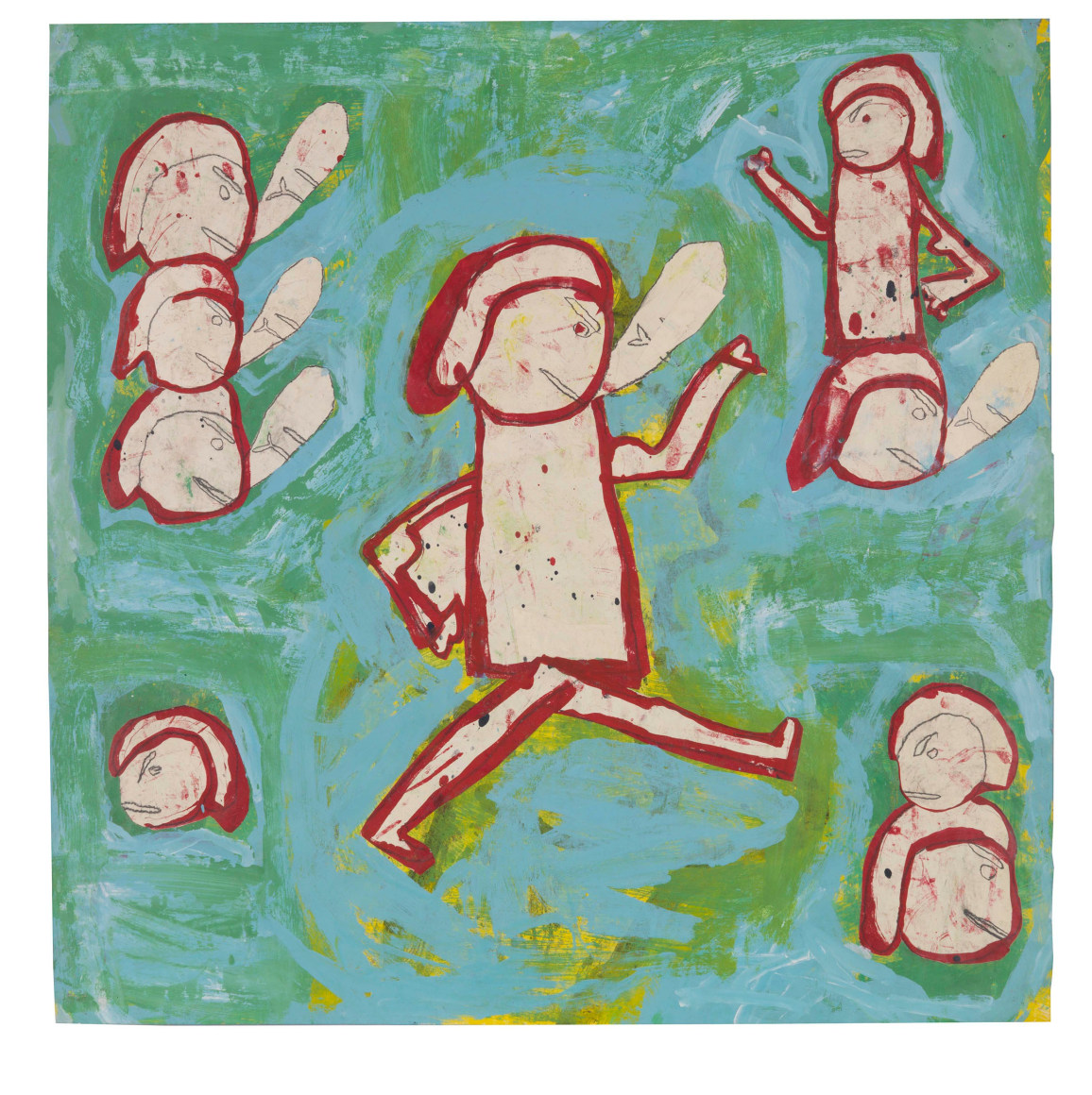 Fists of fury, 1983, Acrylic, tempera, graphite and paper collage on paper