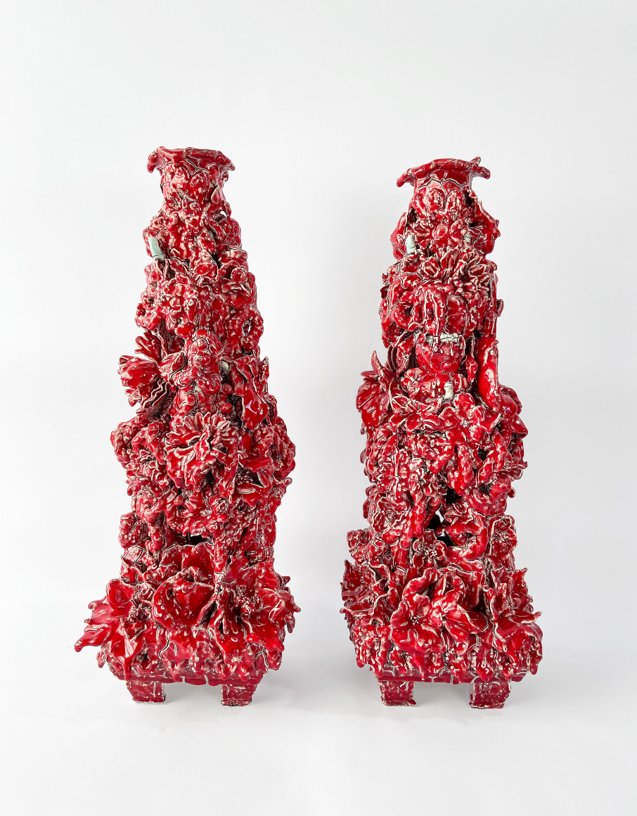Anthony Sonnenberg Pair of Candelabras (Slender Vermillion),&nbsp;2021