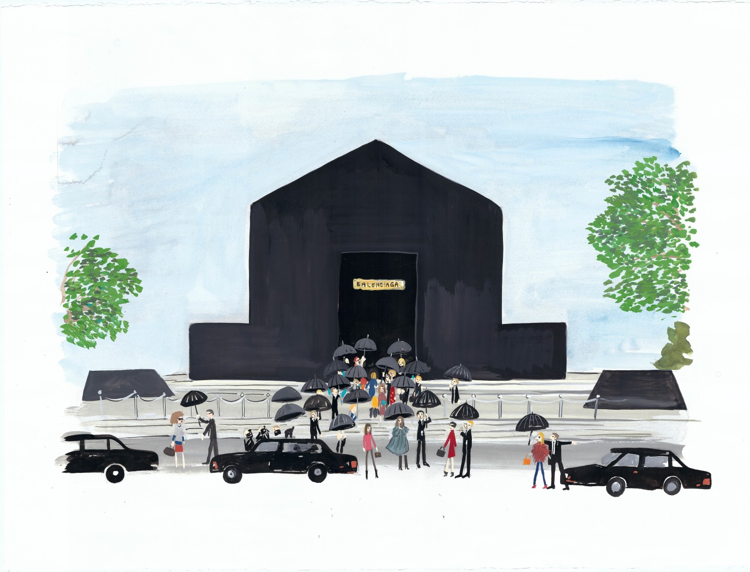 An Artist&#039;s Diary of Paris Fashion Week (Fashion Funeral), 2014, Gouache on paper