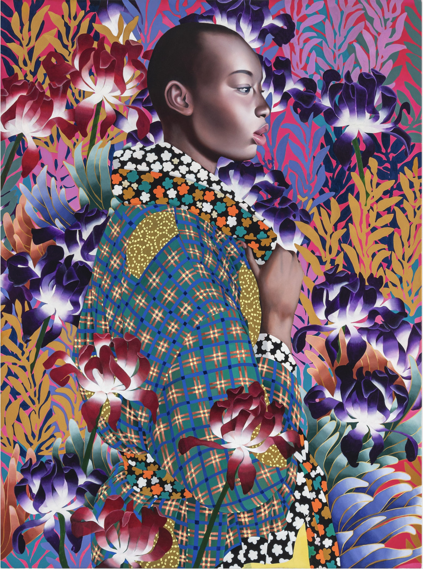 Jocelyn Hobbie, Blooms on Fuchsia/Plaid Coat, 2022