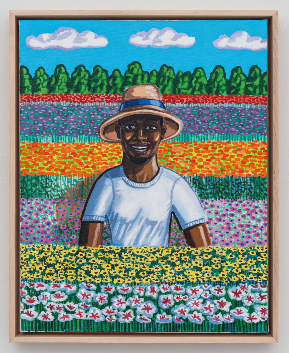 Lamar Peterson, Man in a Flowered Field, 2025