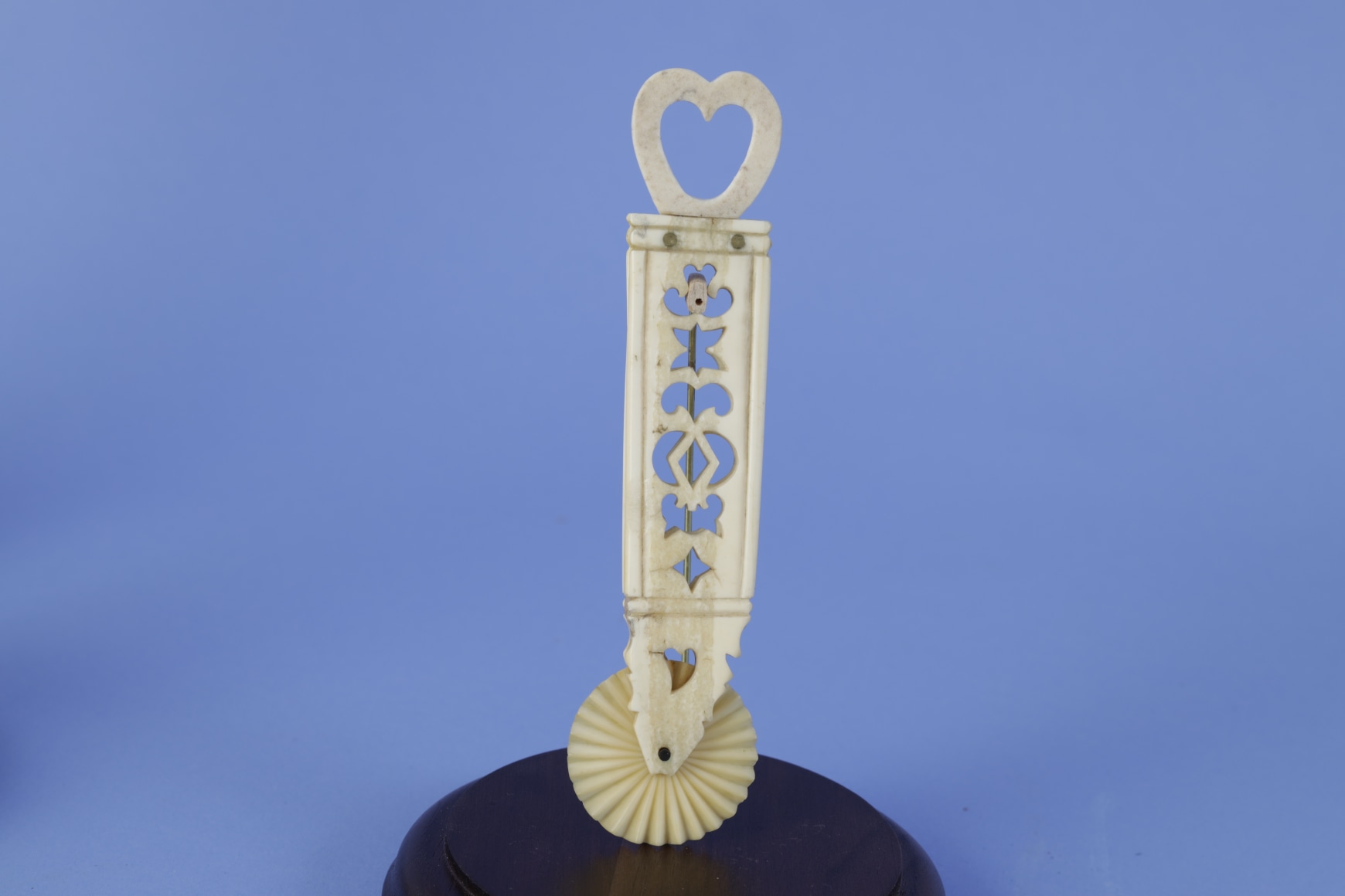 Two Part Walrus Ivory Pie Crimper with Pierced Hart - Inventory