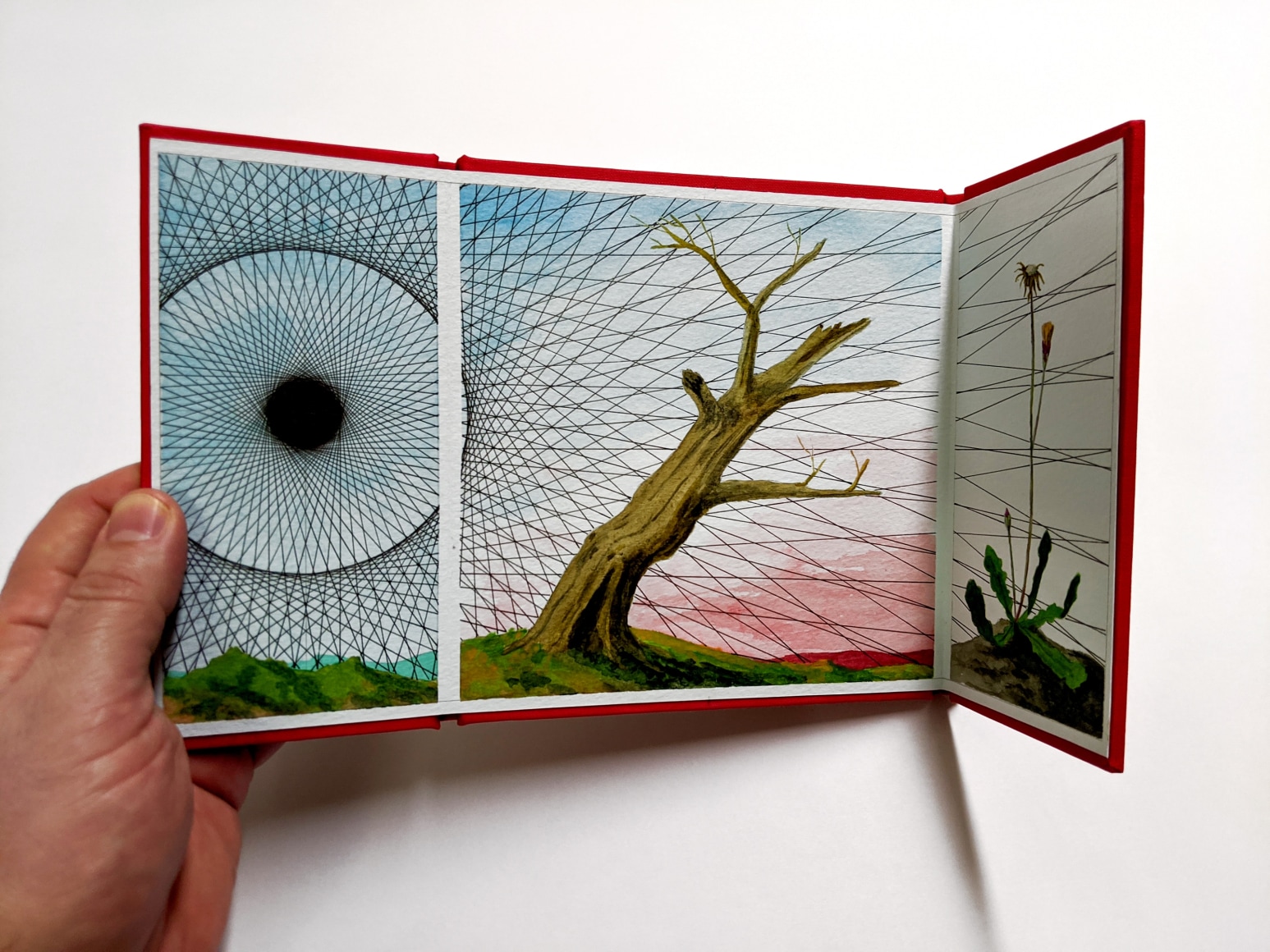 Jon Cowan painted triptych book