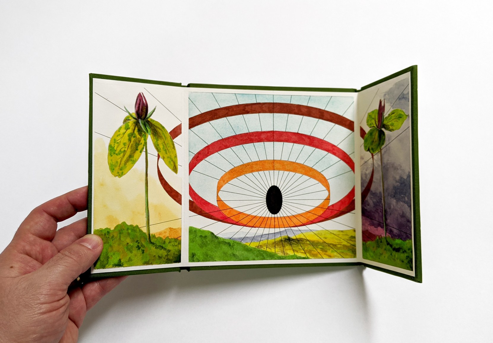 Jon Cowan painted triptych book