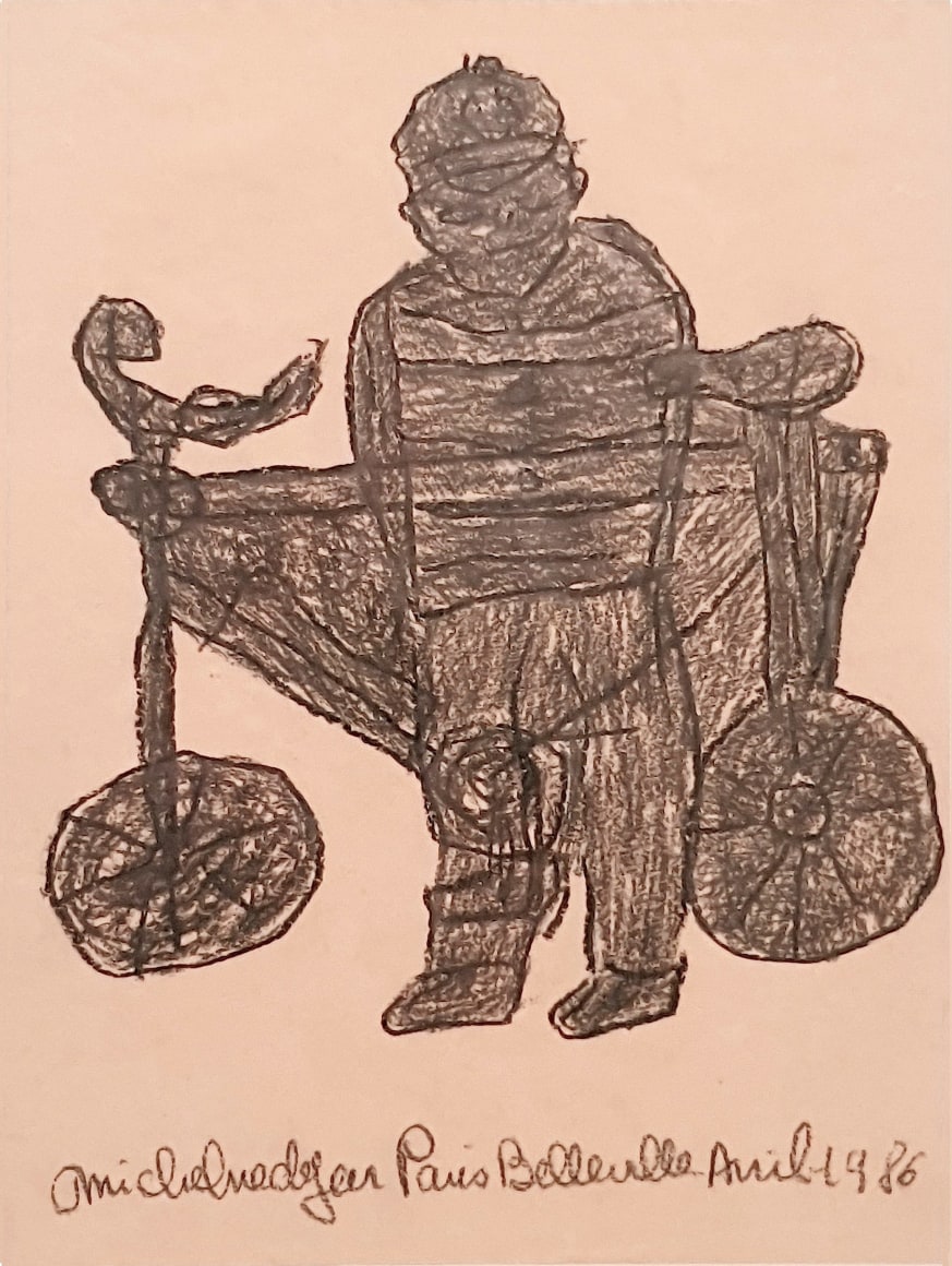 Michel Nedjar Avril 1987 - Untitled ( Le velo) 26 x 20 cms