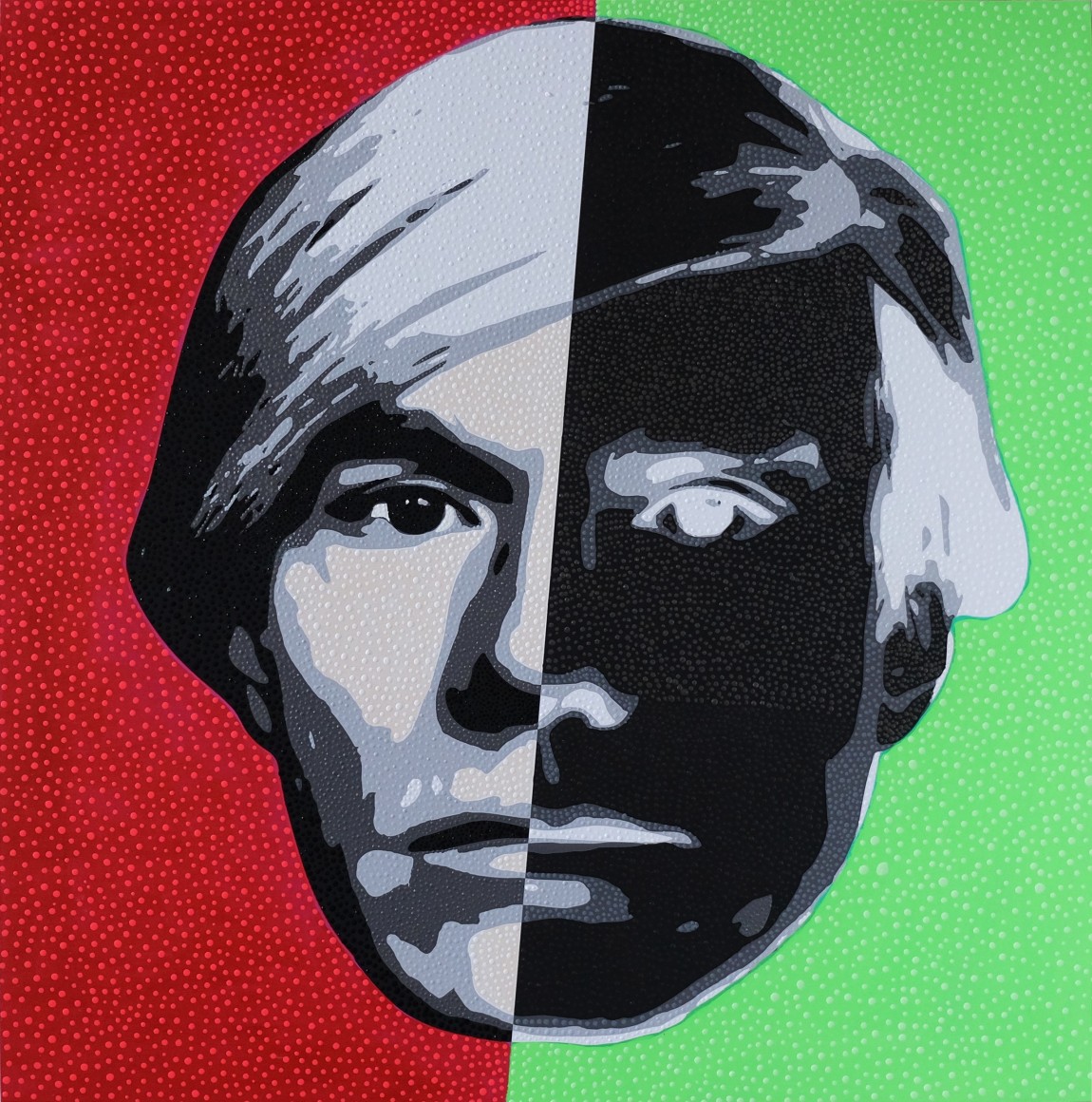 Split Andy from Dot Pop by Philip Tsiaras at Hoerle-Guggenheim Contemporary