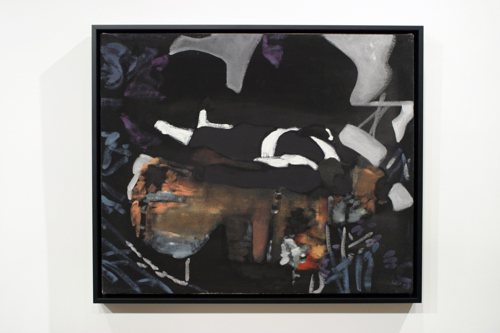 Christiane Lyons, Dead Man and Ten-Foot Flowers (Black on Black with Palms I)