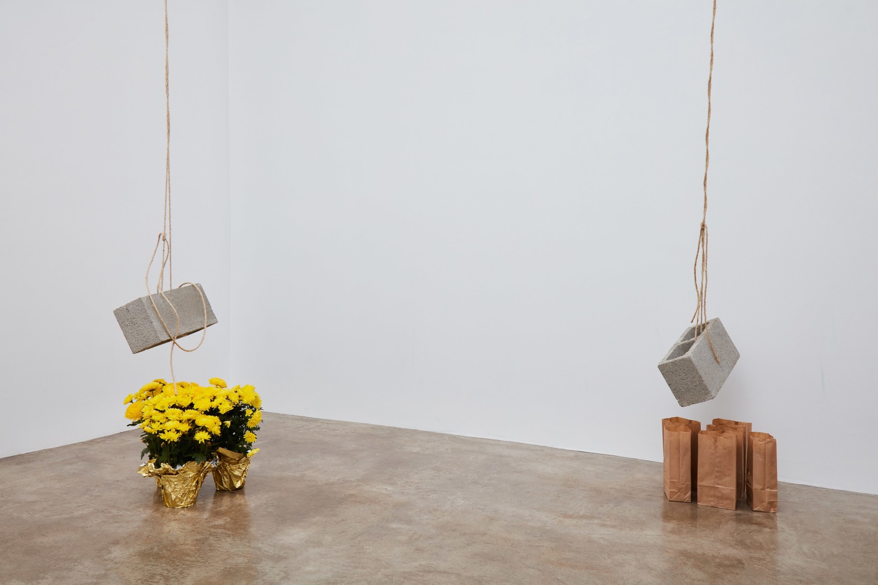 Bas Jan Ader&nbsp;, Light vulnerable objects threatened by eight cement bricks