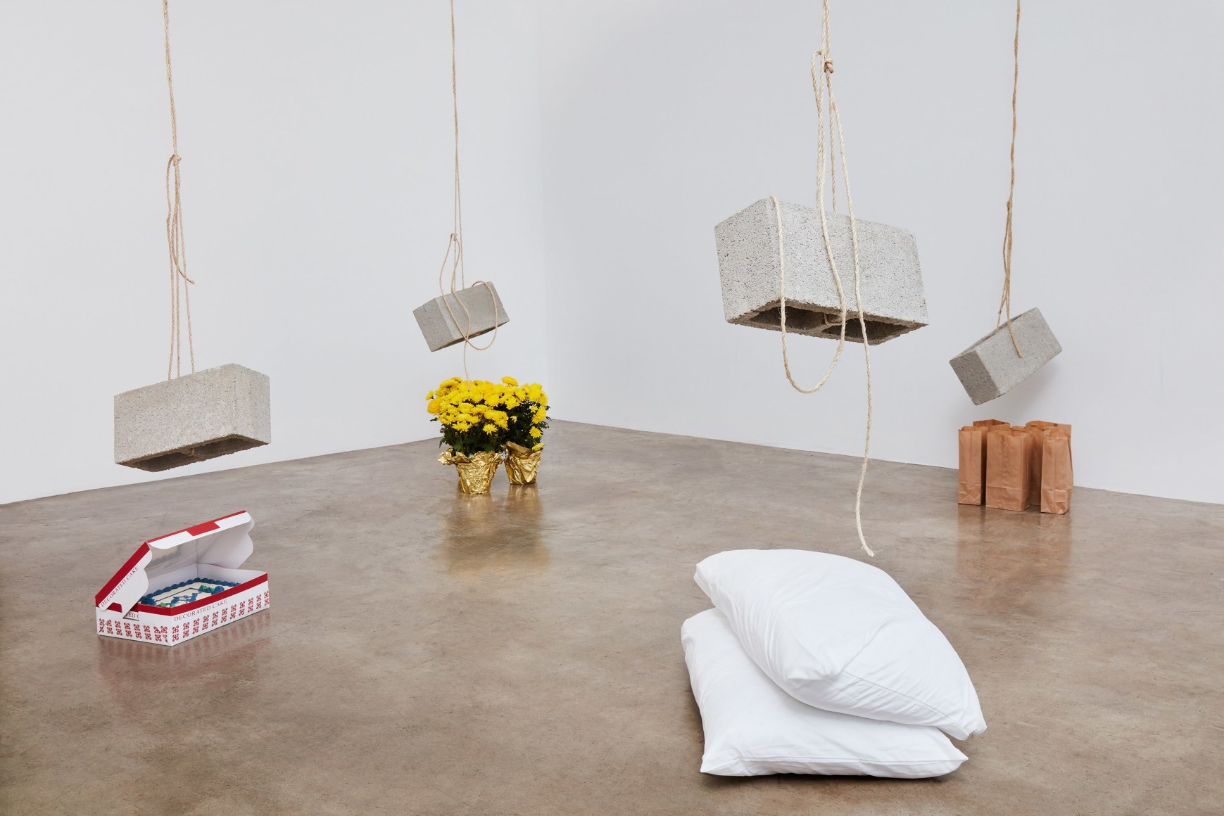 Bas Jan Ader , Light vulnerable objects threatened by eight cement bricks