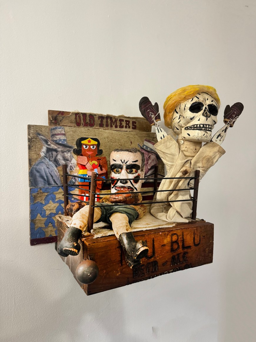 THE WITNESS: A one of kind macabre provocative shadow box sculpture suitable offers for wall hanging, table top or shelf. Great Halloween Decor.