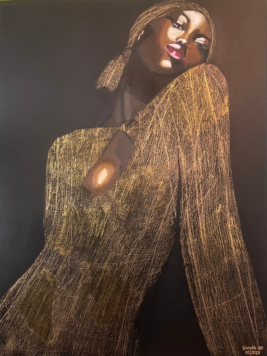WENCKE UHL, Girl With a Gold Dress, 2023