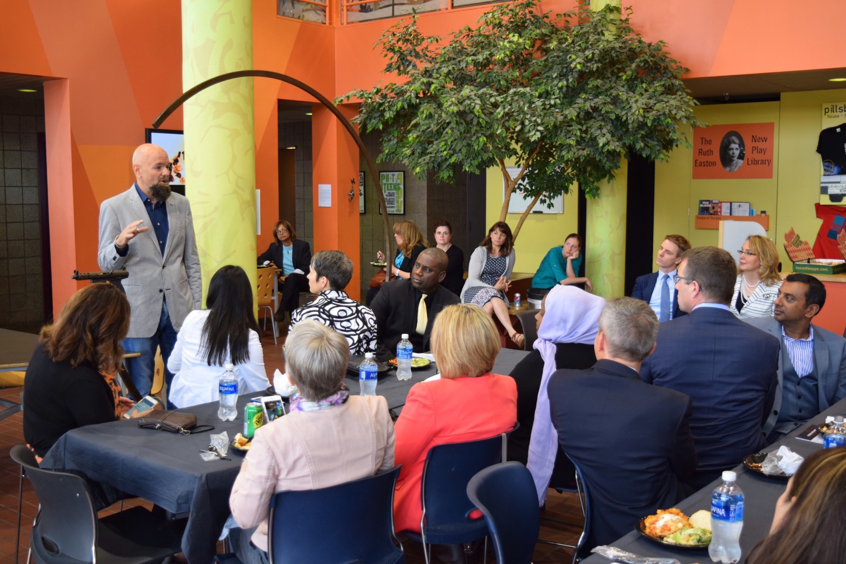 Jonathan Ferrara speaking at the opening of Guns In The Hands of Artists at Pillsbury House Theater in Minneapolis, May 3, 2016.